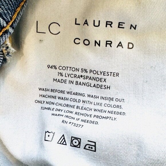 NWT LAUREN CONRAD Women High Rise Stretch Fringe Denim Cut Off Shorts Plus 24W - Picture 8 of 8